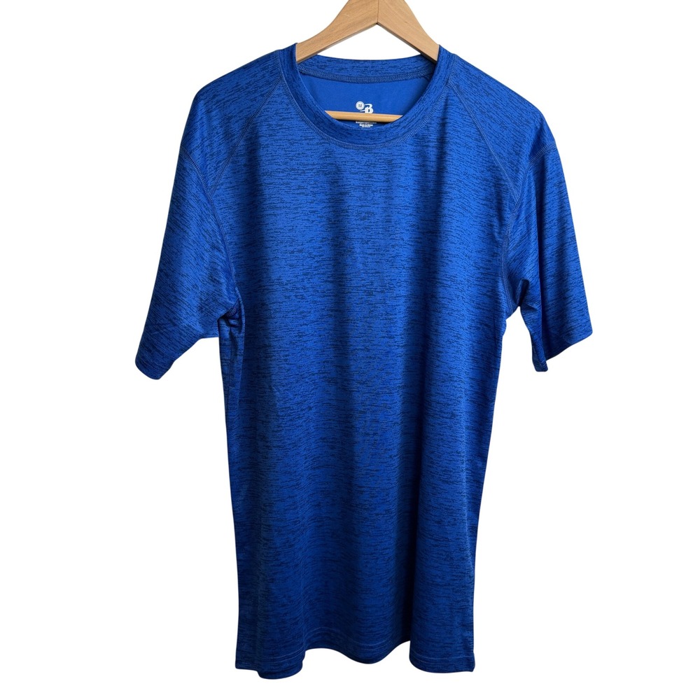 Badger Sport Mens Heathered Performance T-Shirt M Blue Activewear Sporty Runnng‎